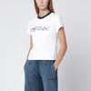 Off-white White T-shirt With Blue Embroidered Logo In White