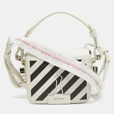 Pre-owned Off-white White/black Leather Baby Binder Clip Crossbody Bag