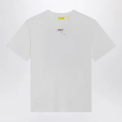 Off-white White/fuchsia Diagonal Splat Logo T-shirt