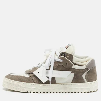 Pre-owned Off-white White/grey Leather And Suede Out Of Office Low Top Sneakers Size 45 In Brown