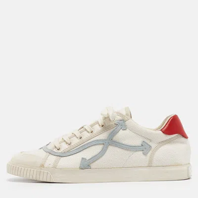 Pre-owned Off-white White/red Canvas And Leather Vulcanised Sneakers Size 45