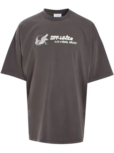 Off-white Wht Croco T-shirt In Brown