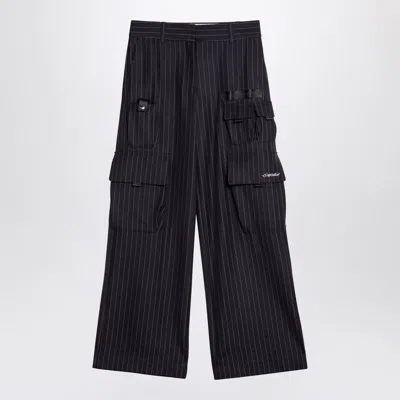 OFF-WHITE OFF-WHITE WIDE GREY PINSTRIPE CARGO TROUSERS
