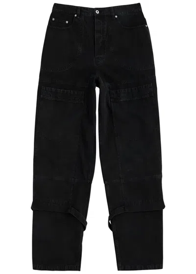 Off-white Wide-leg Canvas Cargo Jeans In Black