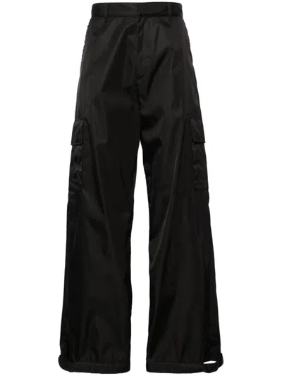 Off-white Wide-leg Cargo Trousers In Black Black