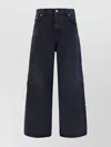 OFF-WHITE WIDE-LEG COTTON JEANS WITH EMBROIDERED ACCENTS