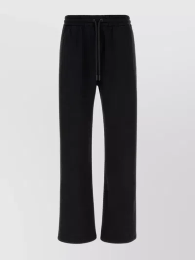 Off-white Wide-leg Cotton Joggers With Cuffed Hem In Black