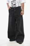 Off-white Wide Leg Jeans With Logoed Button 22cm In Black