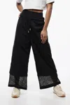 Off-white Wide Leg Nylon Crispy Pants With Removable Cuffs In Black