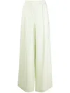 Off-white Palazzo Trousers In Light Green In Green