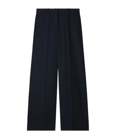 Off-white Wide-leg Wool Trousers In Black