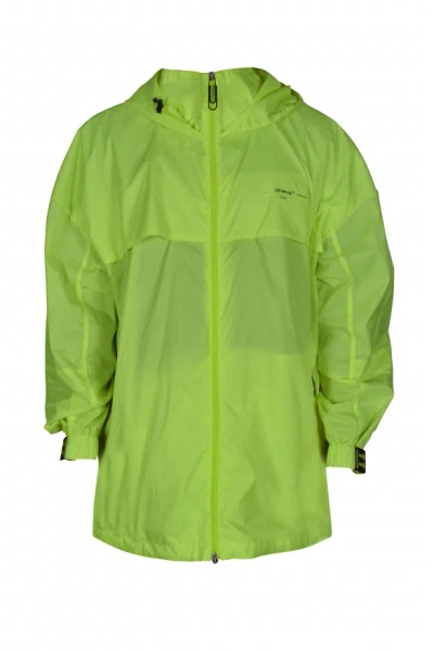 Off-white Fluorescent Yellow Windbreaker With Zippered Pockets In Green