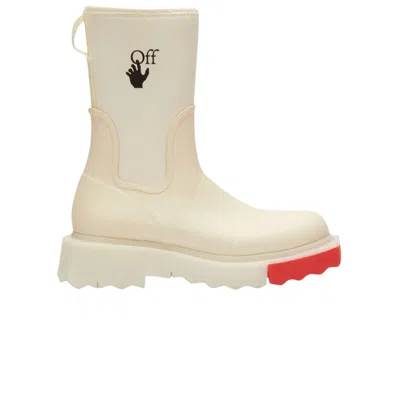 Pre-owned Off-white Wmns Logo Printed Rain Boot 'ecru' | Cream | Women's Size 40