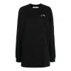 Off-white Embroidered Floral Arrow Sweatshirt Dress In Black
