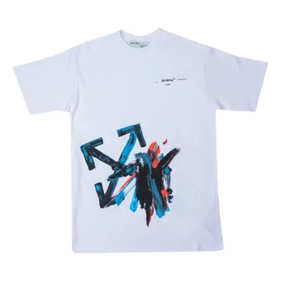 Off-white (wmns)  C/o Virgil Abloh Brushstroke Arrows Tomboy Tee White In Blue