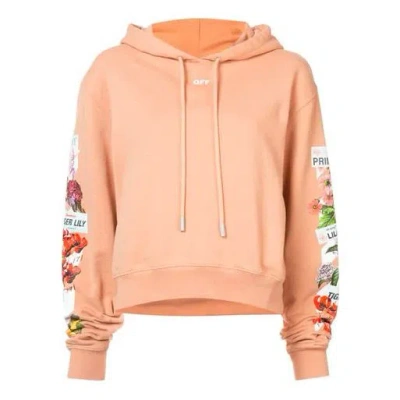 Off-white (wmns)  Flowers Printing Hoodie Loose Fit Pink Red
