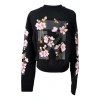 Off-white (wmns)  Fw17 Cherry Blossoms Embroidery Floral Round Neck Sweater In Black