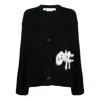 Off-white Logo-intarsia Knit Cardigan In Black