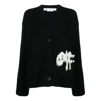 Off-white (wmns)  Logo Intarsia Cardigan 'black White'