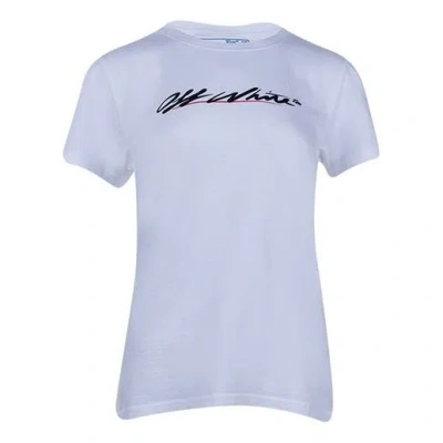 Off-white (wmns)  Ss21 Logo Printing Short Sleeve Ordinary Version White In Blue