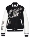 Off-white Wo Bling Stars Varsity Jacket In Black/white