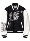 Off-white Wo Bling Stars Varsity Jacket In Black