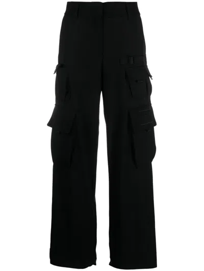 Off-white Toybox Logo-embroidered Cargo Pants In Wool In Black