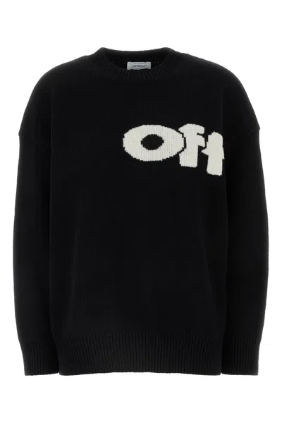 Off-white Black Wool Blend Oversize Sweater In Blackwh