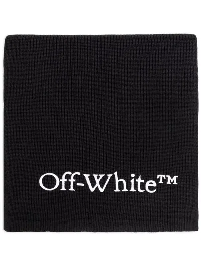 Off-white Wo Logo Bksh Knit Scarf Accessories In Black