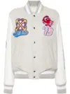 Off-white Wo Characters Varsity Bomber Jacket In Grey