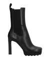 Off-white Smooth Leather Ankle Boots With High Block Heel In Black