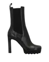 Off-white Smooth Leather Ankle Boots With High Block Heel In Black