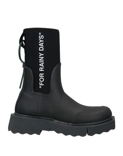 Off-white Sponge Black Logo-print Rain Boots In Black White