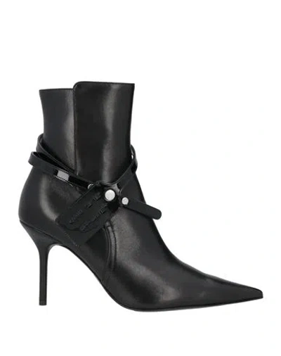 OFF-WHITE OFF-WHITE WOMAN ANKLE BOOTS BLACK SIZE 9 SOFT LEATHER