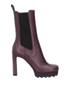 Off-white Woman Ankle Boots Deep Purple Size 6 Soft Leather