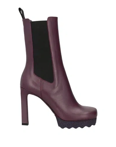 Off-white Woman Ankle Boots Deep Purple Size 6 Soft Leather