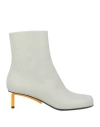 OFF-WHITE OFF-WHITE WOMAN ANKLE BOOTS LIGHT GREY SIZE 9 SOFT LEATHER