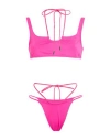 Off-white Lace-up Halter Neck High-cut Swimsuit In Pink