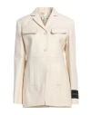 Off-white Single-breasted Wool Blazer In Beige