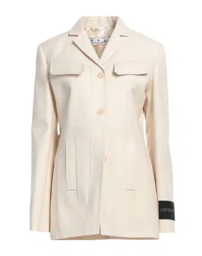 Off-white Woman Blazer Beige Size 2 Virgin Wool In Neutral