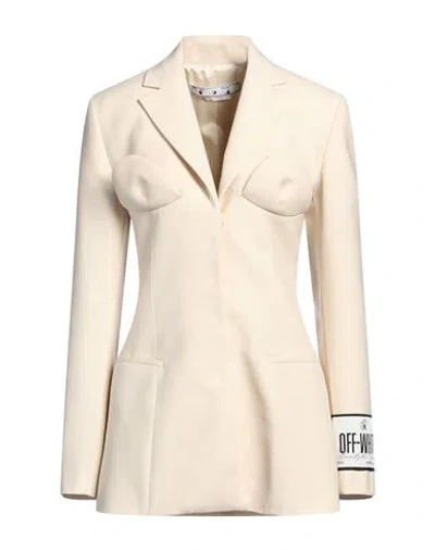 Off-white Woman Blazer Beige Size 2 Virgin Wool