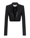 Off-white Single-breasted Cropped Blazer In Black