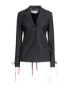 Off-white Woman Blazer Black Size 6 Polyester, Wool, Elastane, Leather