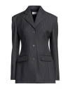 Off-white Woman Blazer Charcoal Size 8 Virgin Wool, Polyester In Grey