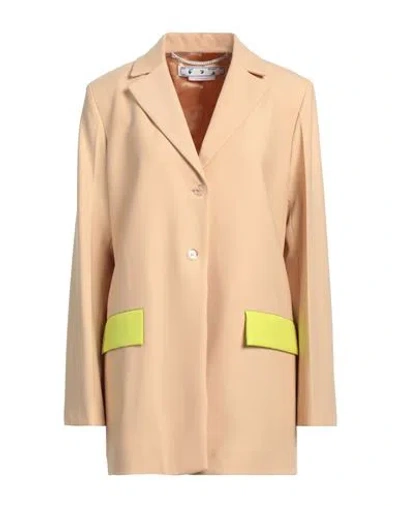 Off-white Woman Blazer Sand Size 6 Polyester, Virgin Wool, Lycra In Beige