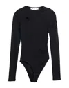 Off-white Woman Bodysuit Black Size 8 Organic Cotton, Elastane In Black