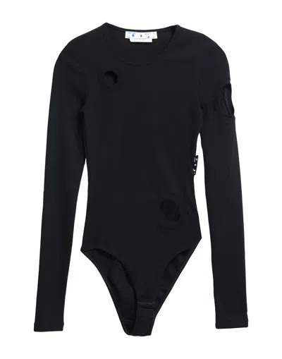 Off-white Woman Bodysuit Black Size 8 Organic Cotton, Elastane