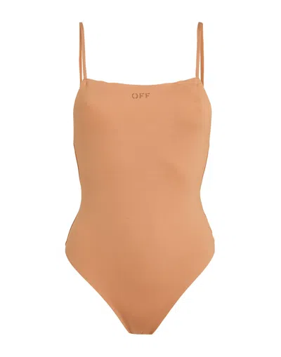 Off-white Woman Bodysuit Brown Size 8 Polyamide, Elastane