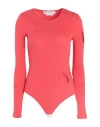 Off-white Woman Bodysuit Red Size 8 Cotton, Elastane In Red