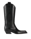 Off-white For Walking Leather Western Boots With Embroideries In Black